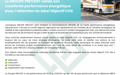 Le GROUPE PREVOST valide son excellente performance énergétique avec l’obtention du label Objectif CO2.